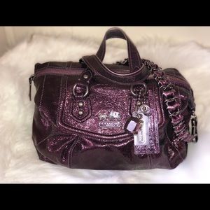 Coach Crackled Metallic Audrey Satchel -Amethyst